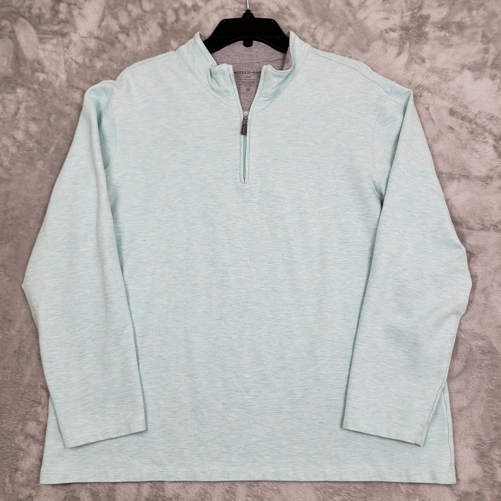 Mizzen+Main Women's Large Mint Green Heather Quarter Zip Fleece Golf‎ Pullover